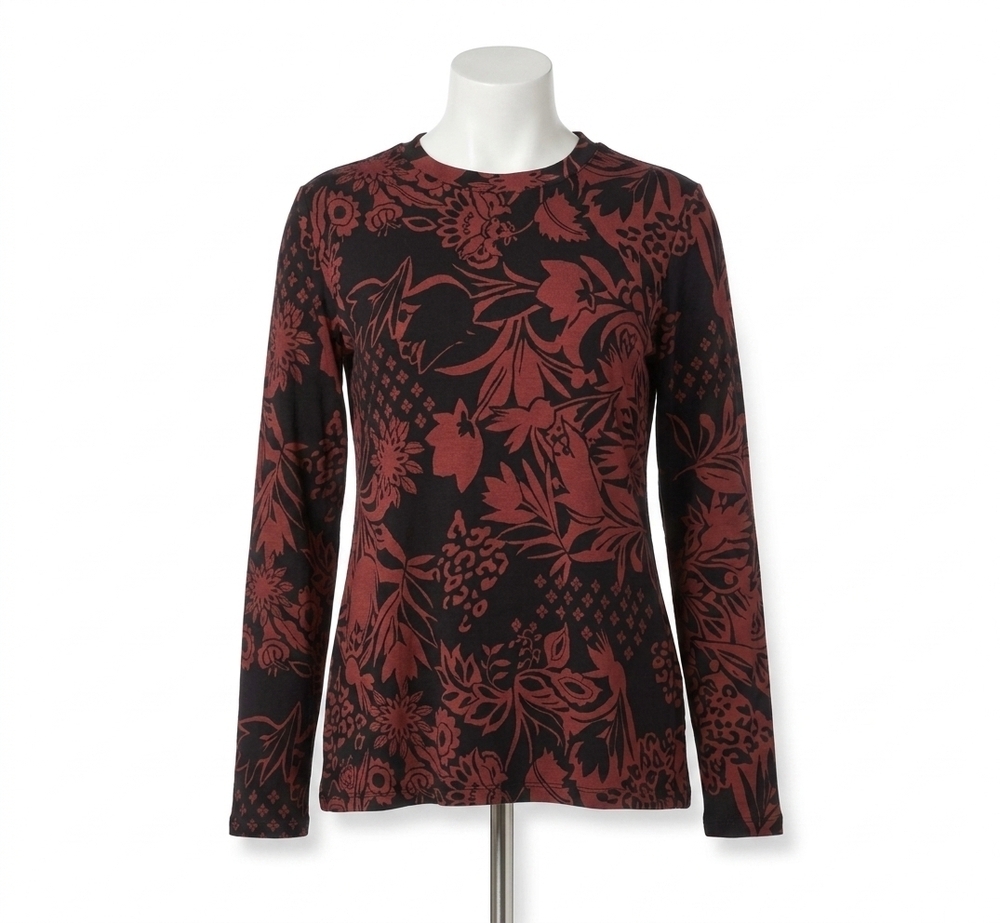 NEW JOHNNY WAS janie favorite long sleeve crew neck tee in lola deep